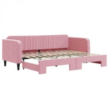 Sofá cama nido terciopelo rosa 80x200 cm
