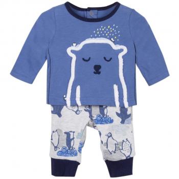 Catimini Ensemble T-Shirt Manches Longues + Pantalon Pour, Conjunto para Bebés, Azul