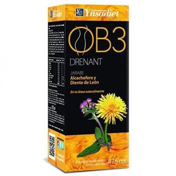 OB3 Ynsadiet - Jarabe Drenante Natural con Alcachofa y Diente de León, Sin Gluten y Vegano - 475ml
