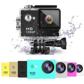Cámara de Acción Full HD 1080p con Caja Estanca Impermeable Kit Deportivo Subacuático