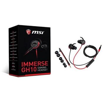 MSI Immerse GH10 Binaural Dentro de oído Negro, Rojo - Auriculares con micrófono