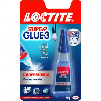 Pegamento Profesional Loctite Super Glue-3, Adhesivo Instantáneo y Extrafuerte, Transparente, 20g