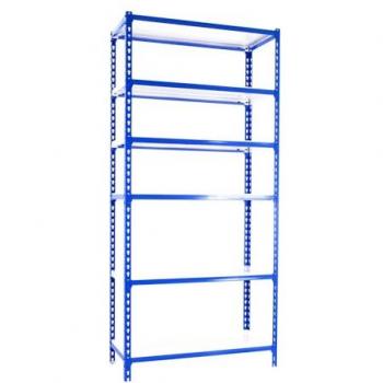 Estantería metálica SimonRack de almacenaje de acero, dimensiones 2500x800x500 mm, 6 baldas ajustables, soporta 180 kg de punto de flexión por balda, color azul/blanco, sin
