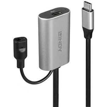 LINDY 43271 5 m USB 3.1 Cable de extensión activo tipo C a C - Negro/Plata