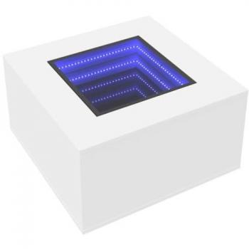 Mesa de centro con luz LED de madera ingeniería blanca 60x60x40 cm