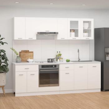 Juego de muebles de cocina 8 piezas madera contrachapada blanco vidaXL