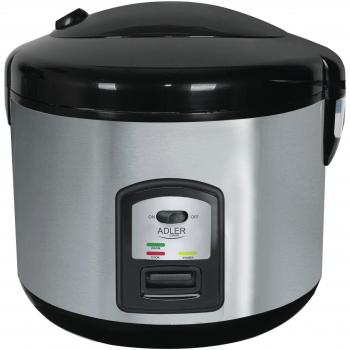 Adler AD-6406 Cocedero de Arroz Eléctrico, 1.5 Litros, Función de Cocción y Mantenimiento de Calor, Apagado Automático, Acero Inoxidable Libre de BPA
