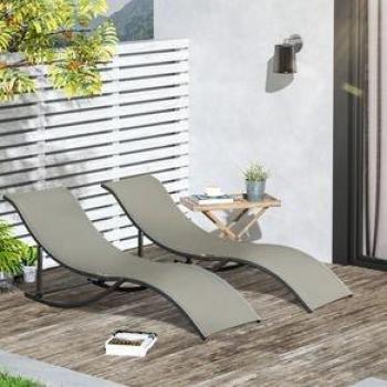 Pack de 2 Tumbonas Plegables Outsunny Talasia Gris