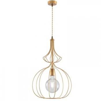 Araña moderna industrial de 35 cm en oro con diseño de jaula y una luz