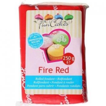 FunCakes Fondant para Cubrir Tartas, Cupcakes, Galletas o Modelar color Rojo Fuego: Sabor Vainilla, Flexible, Sin Gluten, Halal, Kosher D, Apto Véganos, 250g, FC97350