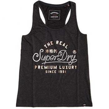Superdry Premium Luxury Rope Entry Vest Camiseta de Tirantes Anchos, Nero