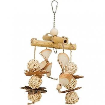 Juguete Natural para Aves de Bambú/Ratán/Madera, 31 cm