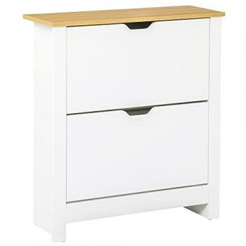 Zapatero moderno HOMCOM con cajones abatibles y estantes ajustables para 12 pares de zapatos, dimensiones 72x26x80 cm, color blanco