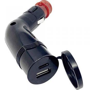 Adaptador USB 2X 3.6A DIN/ZIG para Coche - Cargador Universal BAAS 12V con Conector en Ángulo