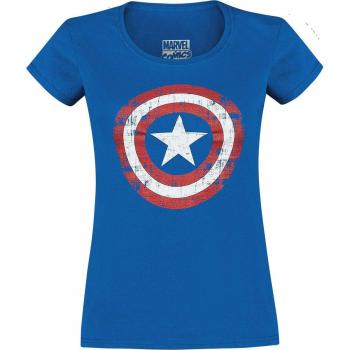 Capitán América Cracked Shield Camiseta Mujer Azul XXL