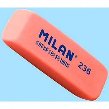 Caja 36 Gomas Plastico MILAN 236 Biselada Color Fluorescentes Surtido