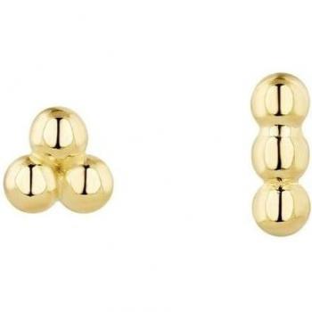 Pendientes asimétricos Earcandy Caviar de Plata de Ley 925 bañados en oro amarillo 18k
