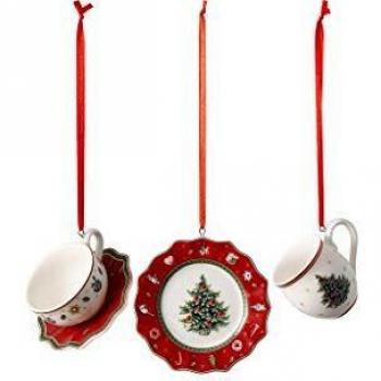 Toy's Delight Decorative Ornament Set - 3 Red Tableware Ornaments