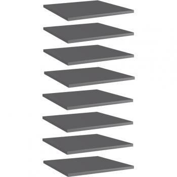 vidaXL Bookshelf Boards - 8 pcs, High Gloss Grey, 40x40x1.5 cm, Engineered Wood