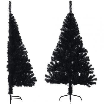vidaXL Artificial Half Christmas Tree with Stand Black 150 cm PVC