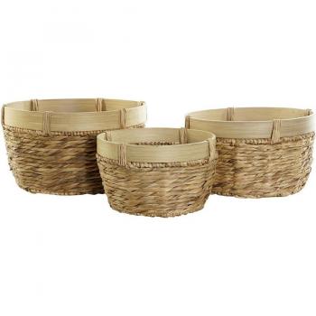 Conjunto de 3 Cestas Decorativas de Junco para el Hogar