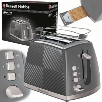 Tostadora Russell Hobbs Groove Grey con Sistema de Extraelevación y Calientapanecillos