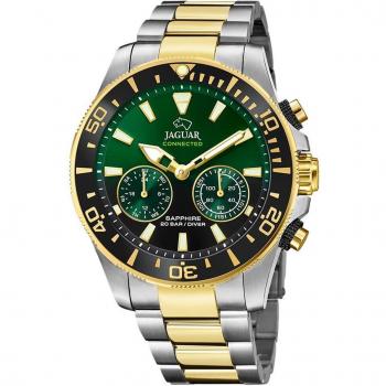 Reloj Jaguar J889/5 Connected para Hombre, Caja de Acero Inoxidable 316L Bicolor, Esfera Verde
