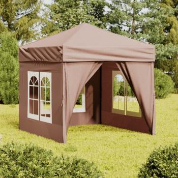 Carpa de Fiesta Plegable con Paredes Laterales VidaXL Color Azul, Antracita, Taupé 2x2 m