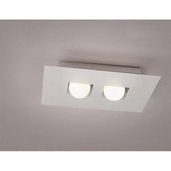 Plafón Cocoon Rectangular 2 Bombillas G9, Plata/Cristal Blanco Esmerilado