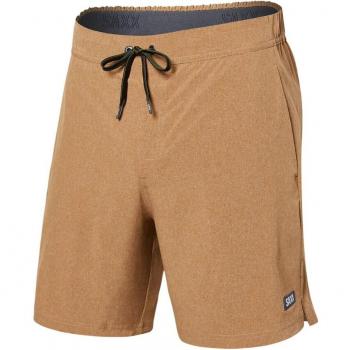 Saxx - Short de hombre Sport 2 Life 2 en 1 marrón 7 pulgadas S