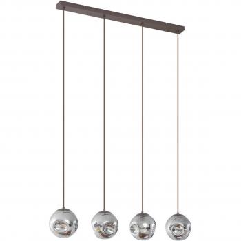 Lámpara colgante Lindby Valentina, E14, 4 luces, gris ahumado, cristal