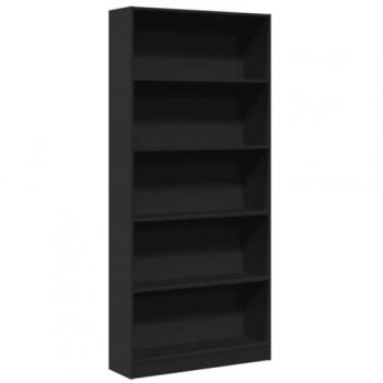Estantería de Madera de Ingeniería Negra 80x24x176 cm