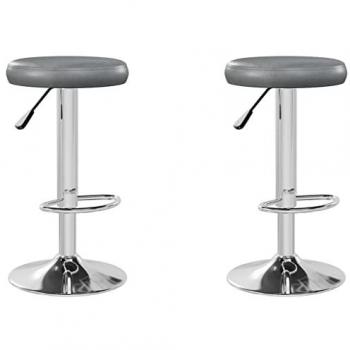 Taburetes de cocina 2 unidades cuero sintético gris