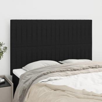 Cabecero 4 piezas Nere, tela negro, dimensiones 72x5x78/88 cm