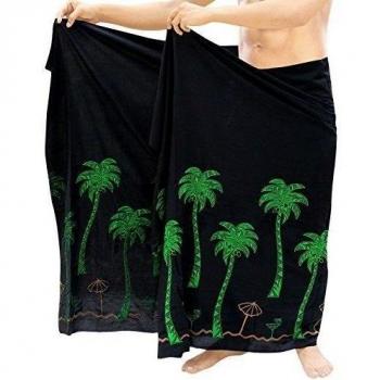 encubrir hombre sarong pareo de envoltura nadan baño unisex juego de la playa bordado negro