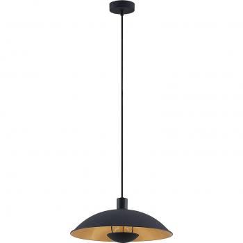 Lámpara colgante moderna Lindby Narisara negro-oro 1 luz 40 cm E27 metal para salón y comedor