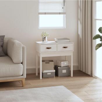 Mesa consola de madera maciza de pino 76,5x40x75 cm en color Natural, Blanco y Gris - Mesa de sofá, Entrada para Salón, Consola de Entrada, Mueble Recibidor, Mesita Auxiliar