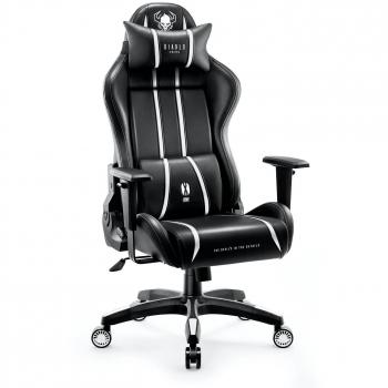 Silla Gaming Diablo X-One 2.0 King Size Negro-Blanco, Ergonomía Avanzada, Soporte Lumbar y Reposabrazos Ajustables