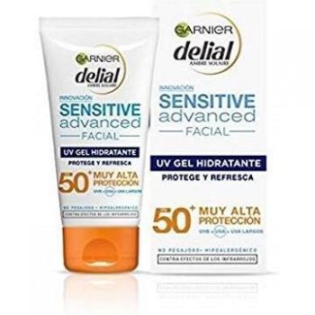 Garnier Delial Sensitive Advanced - Protector Solar Facial UV Gel Hidratante IP50+ - 50 ml