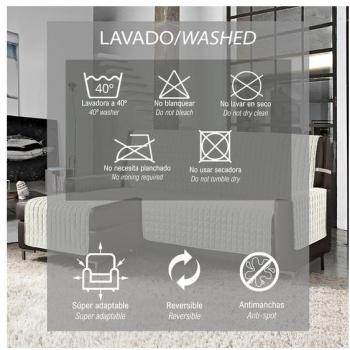 Funda de sofá chaise-longue 2 Plazas ELEGANT REVERSIBLE- ADAPTABLE A AMBOS LADOS Crudo