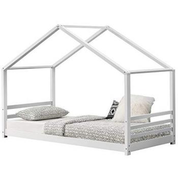 Cama Infantil Vardø de Pino 200 x 90 cm - Forma de Casa - Blanco Mate