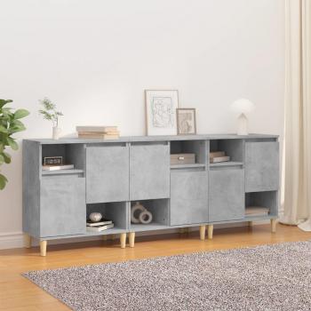 Aparadores de hormigón gris 3 piezas 60x35x70 cm madera contrachapada