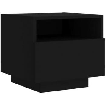 Mesita de noche con luces LED negro 40x39x37 cm
