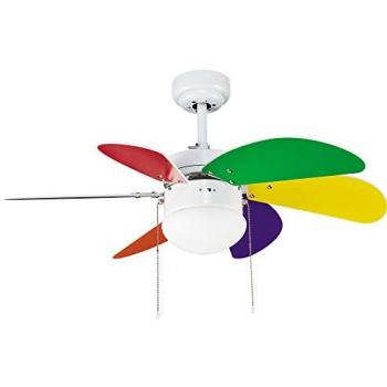 Wonderlamp Ventilador de Techo con Luz Basic Multicolor, E27, 15 watts, dimensiones 76.2 x 76.2 x 41.5 cm