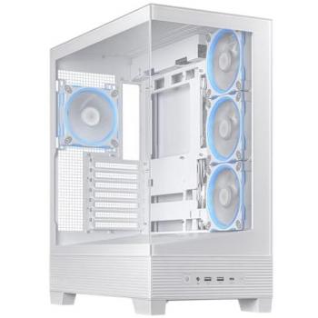 Asus A31 Plus TG ARGB Blanco - Caja PC Midi Tower con Doble Cristal Templado y USB-C