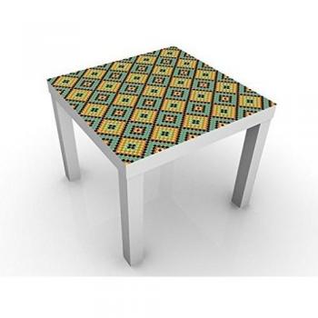 Apalis Mesa de diseño Colorful Mosaic Tiled Pattern 55x55x45cm, Tischfarbe:Weiss;Größe:55 x 55 x 45cm