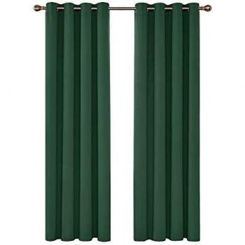 Deconovo Habitación Cortinas Dormitorio Moderno Tela Suave Gruesa para Ventanas Juvenil con Ojales 2 Piezas 140x290cm Verde Oscuro