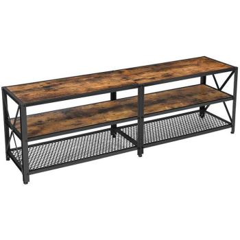 Mueble de TV con soporte para televisión de hasta 60 pulgadas, mesa de salón con estantes de almacenamiento y estructura de acero