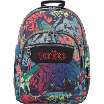 Mochila escolar con diseño de graffiti y estampado de crayoles - ¡Ideal para la vuelta a clases!