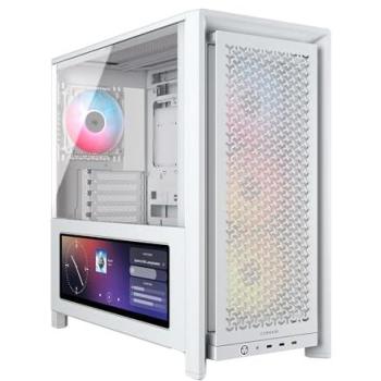 Caja torre Corsair FRAME 4000D LCD RS ARGB blanca con pantalla lateral LCD, soporte para ATX, E-ATX, mATX y Mini-ITX